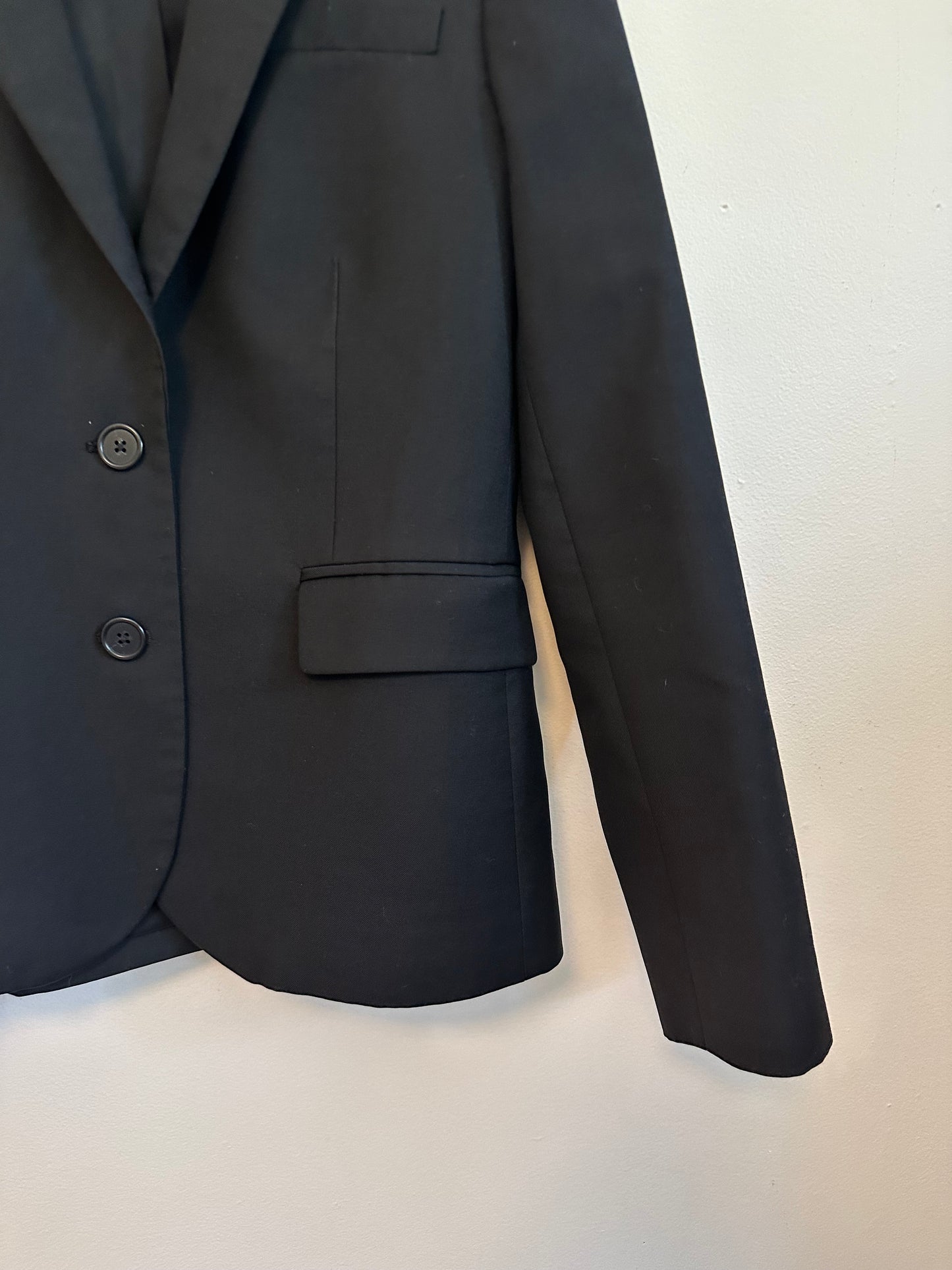 J. Crew Black Super 120s Wool Two-Button Blazer Jacket in Black | Size 6