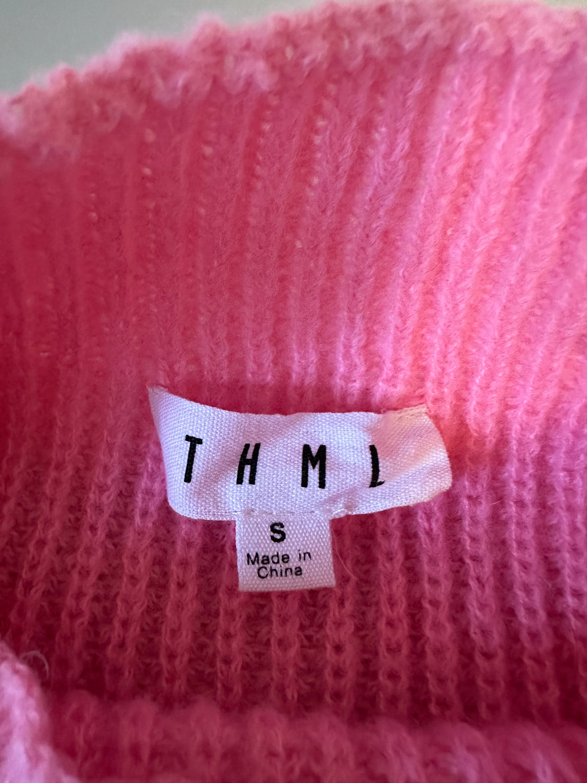 THML Pink Mock Neck Pointelle Ribbed Knit Sweater Vest | Size Small