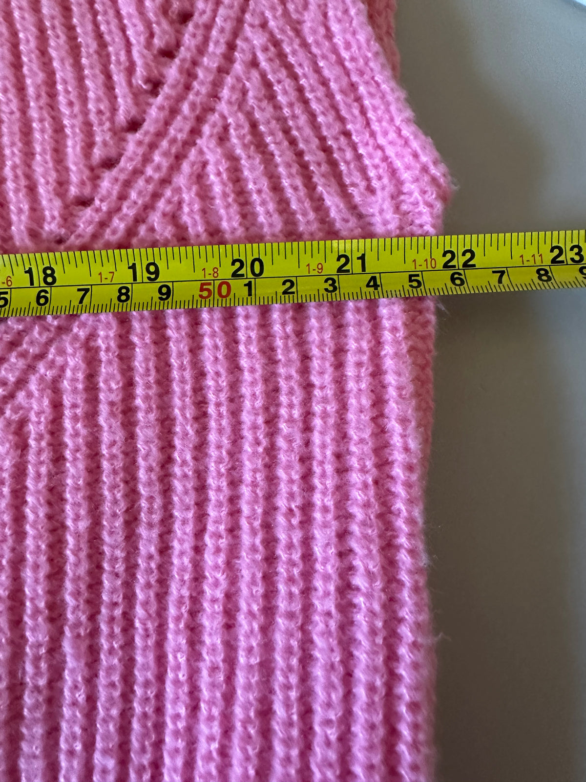 THML Pink Mock Neck Pointelle Ribbed Knit Sweater Vest | Size Small