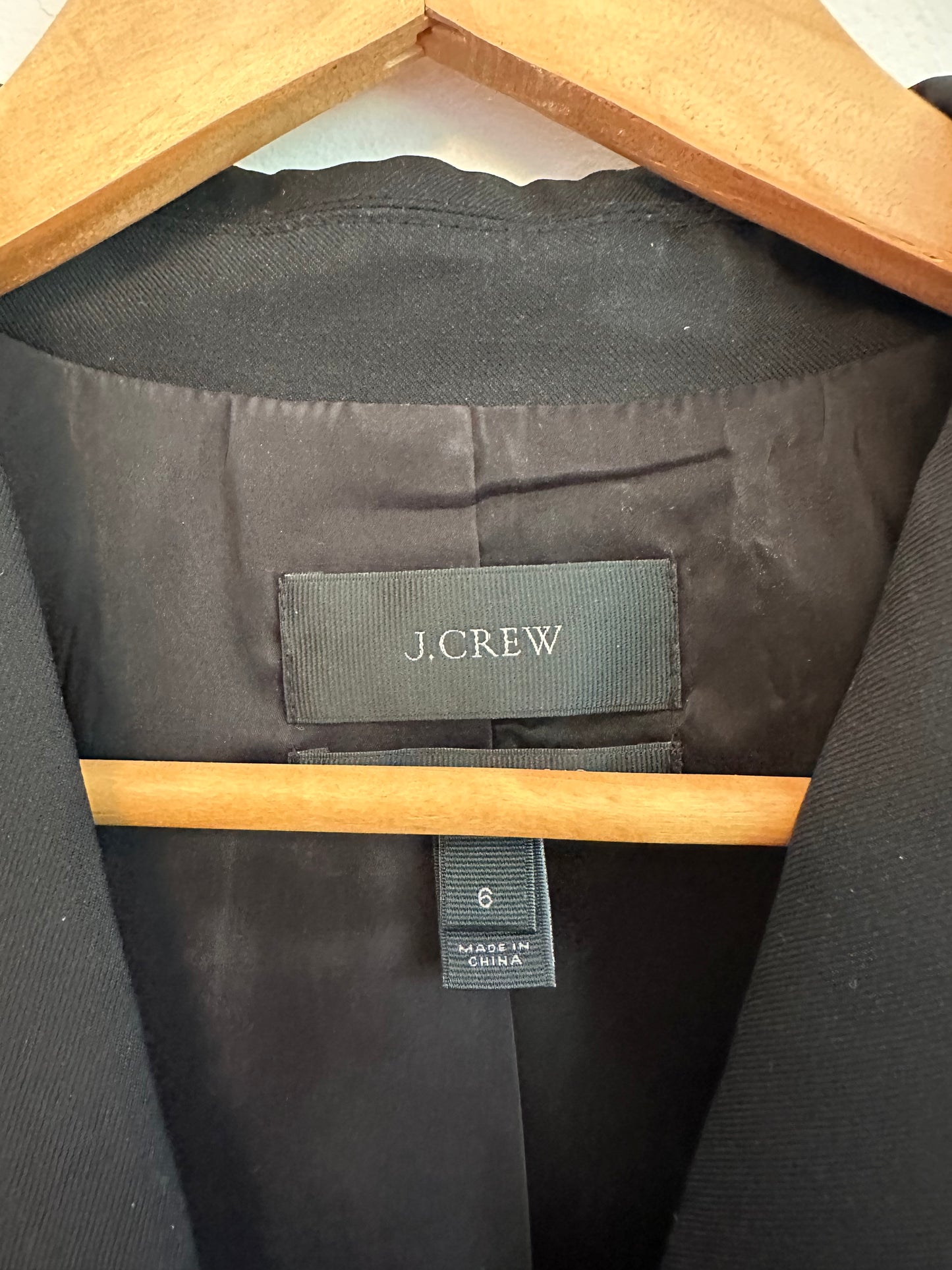 J. Crew Black Super 120s Wool Two-Button Blazer Jacket in Black | Size 6