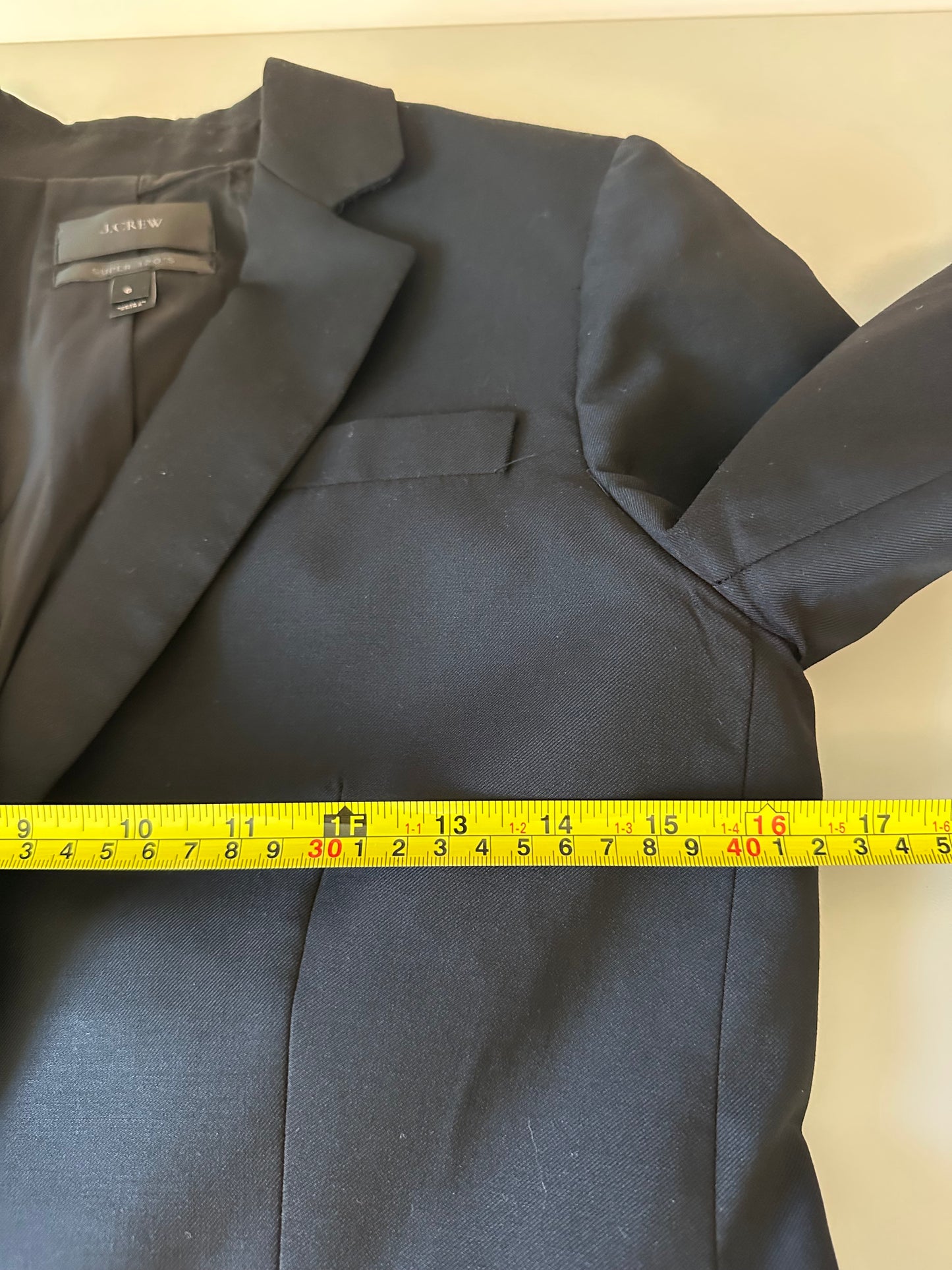 J. Crew Black Super 120s Wool Two-Button Blazer Jacket in Black | Size 6