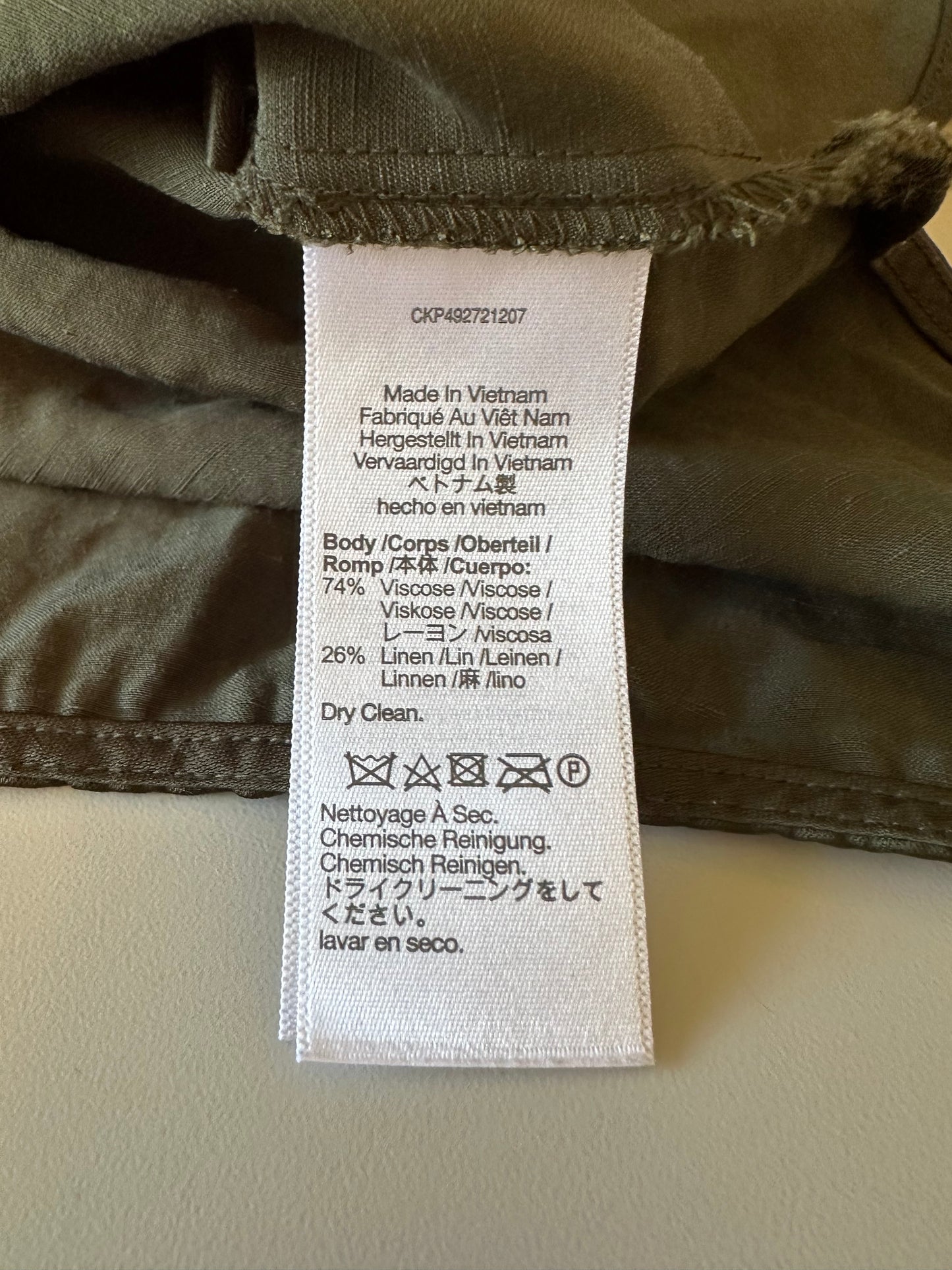 Madewell Olive Green Viscose Linen Button Down Utility Shirt | Size 8