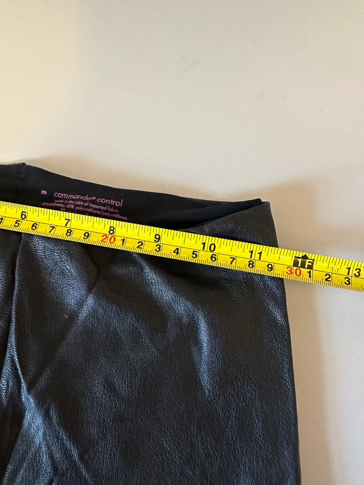 Commando Faux Leather Black High Rise Control Leggings | Size Medium