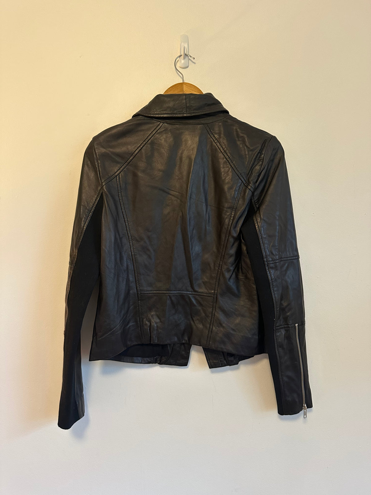 NWT Trouve Black Leather Asymmetric Moto Jacket | Size Small