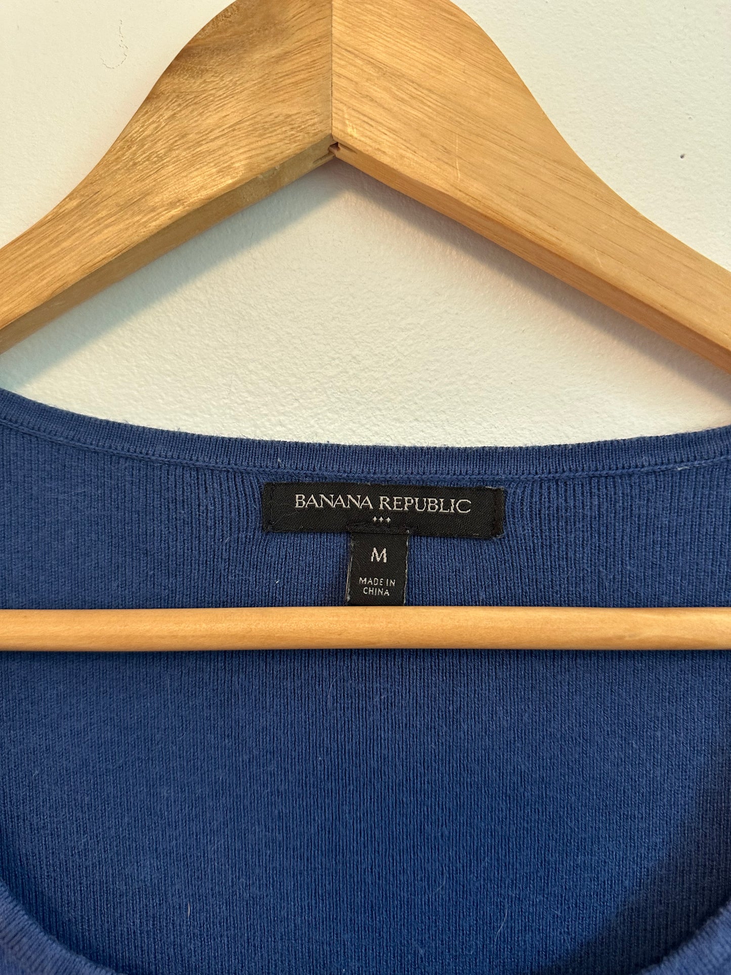 Banana Republic Blue Short Sleeve Ribbed Knit Scoop Neck Sweater Dress | Size Medium
