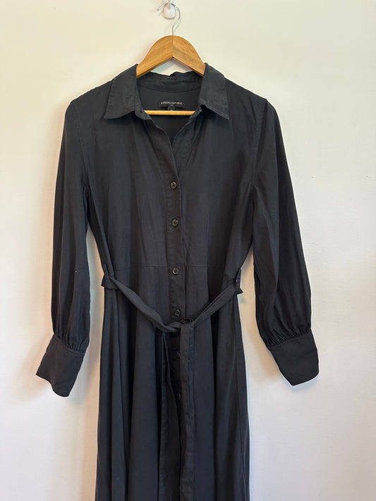 Banana Republic Black Belted Midi Shirtdress | Size Medium