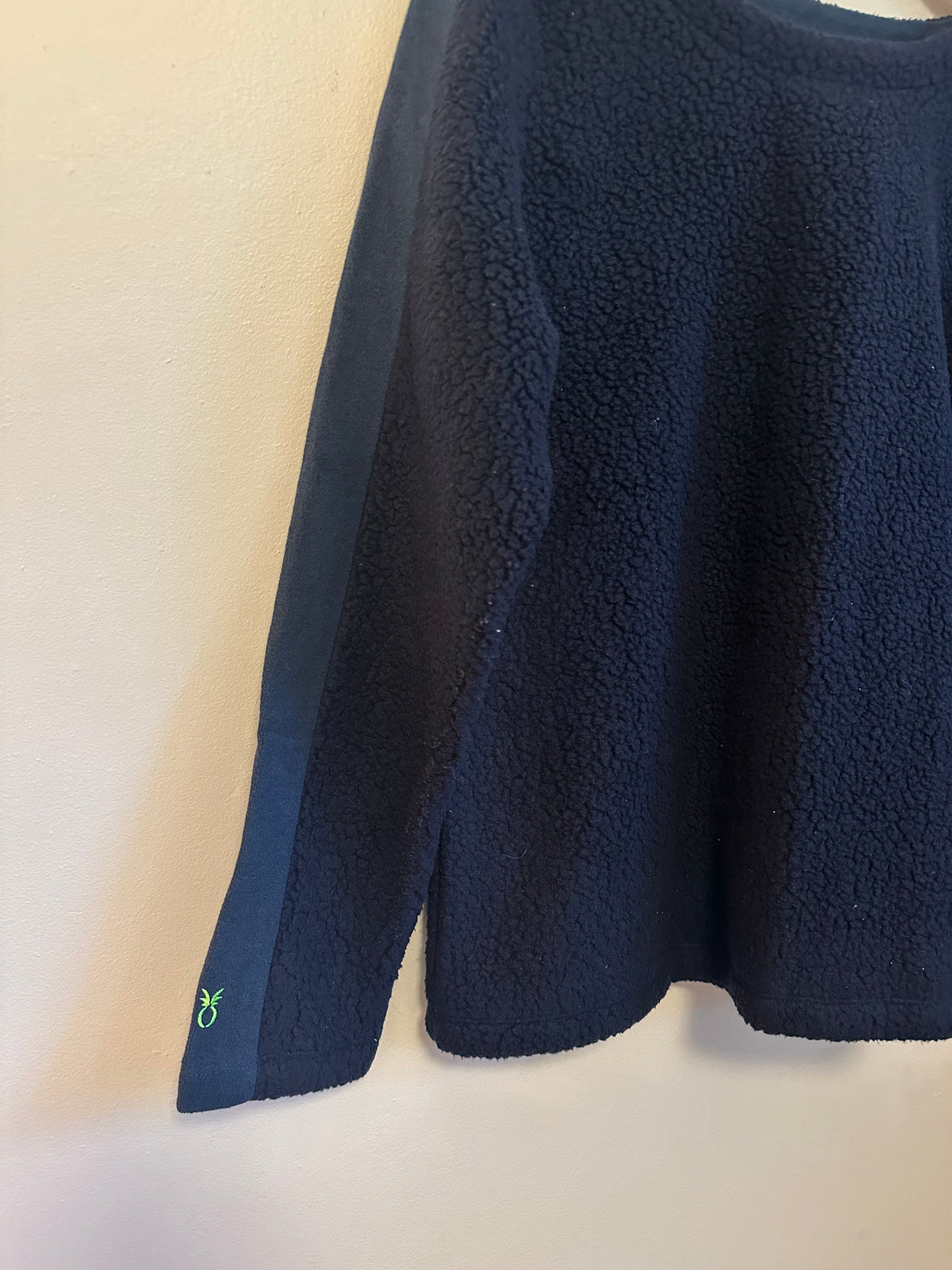 Dudley Stephens Navy Blue Sherpa Fleece Crewneck Pullover Sweatshirt | Size Medium