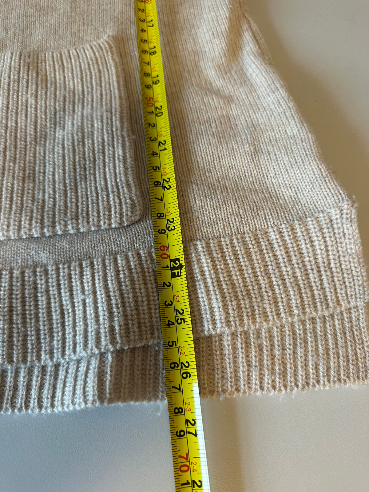 Claudia Nichole Merino Wool Cashmere Turtleneck Sweater in Beige | Size Small