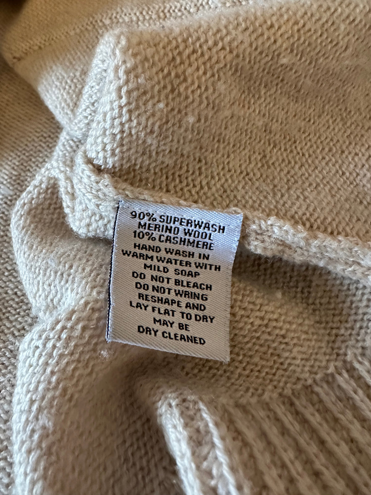 Claudia Nichole Merino Wool Cashmere Turtleneck Sweater in Beige | Size Small