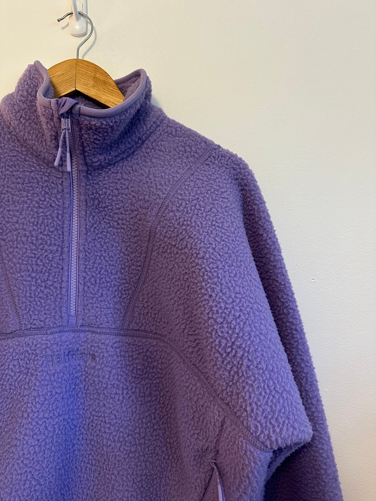 Halfdays Pieper Fleece Quarter Zip Jacket in Purple | Size Medium