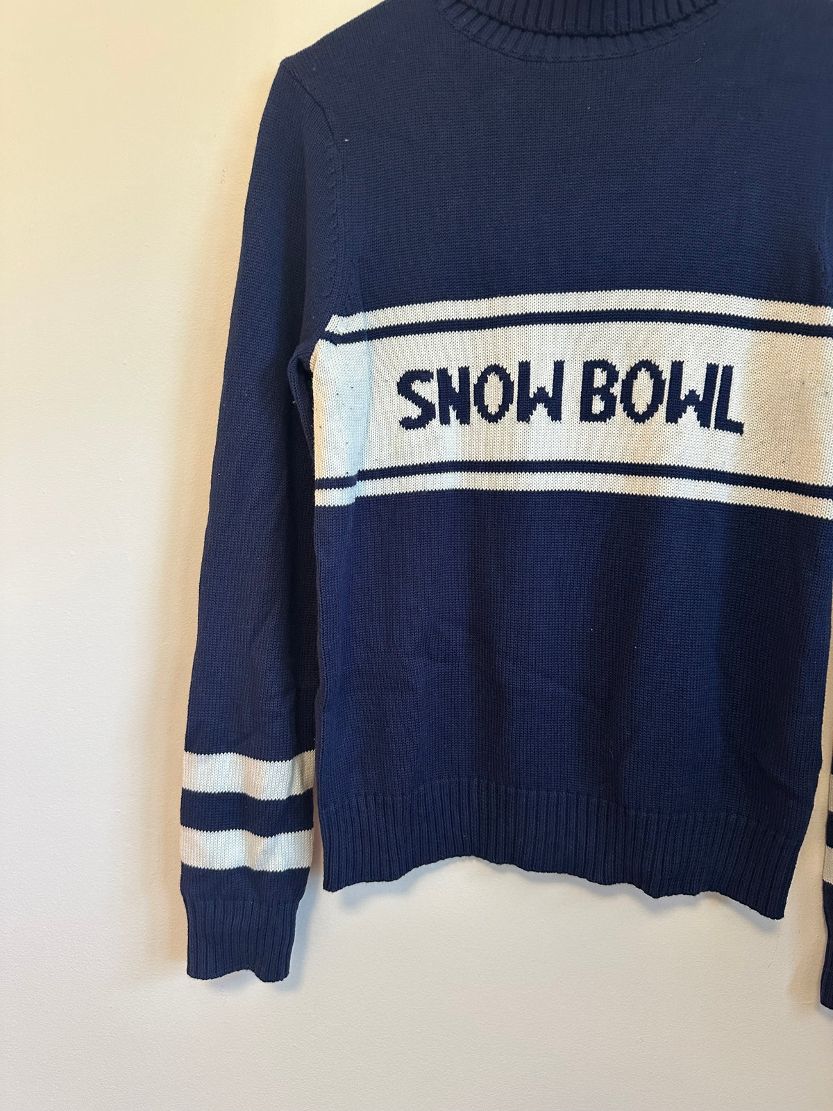 Ellsworth + Ivey Middlebury Snow Bowl Turtleneck Sweater in Navy Blue | Size Medium