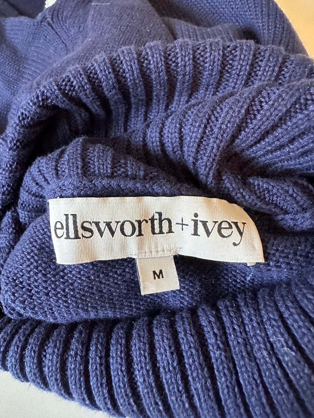 Ellsworth + Ivey Middlebury Snow Bowl Turtleneck Sweater in Navy Blue | Size Medium