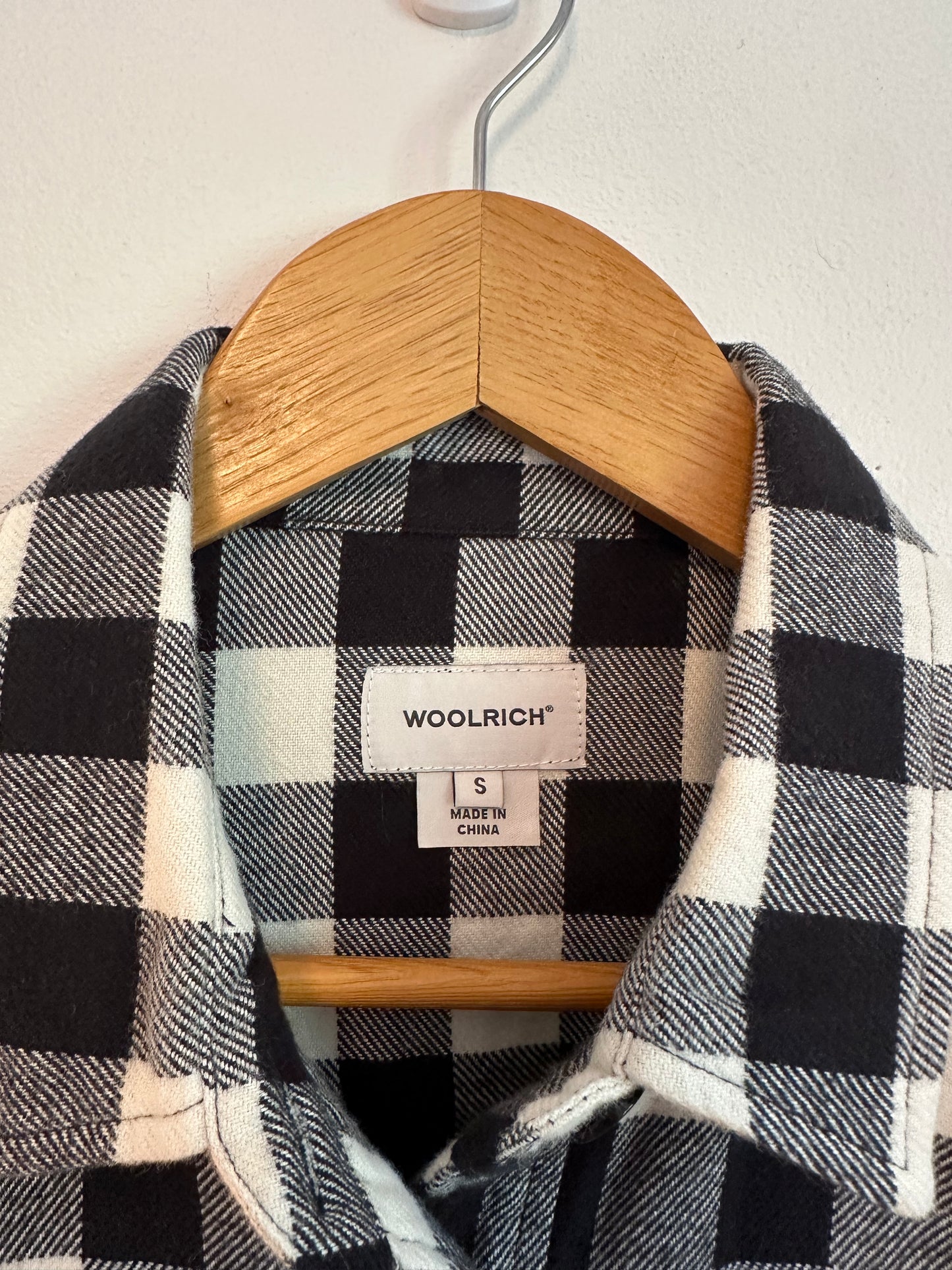 Woolrich Black and White Buffalo Check Flannel Plaid Shirt | Size Small