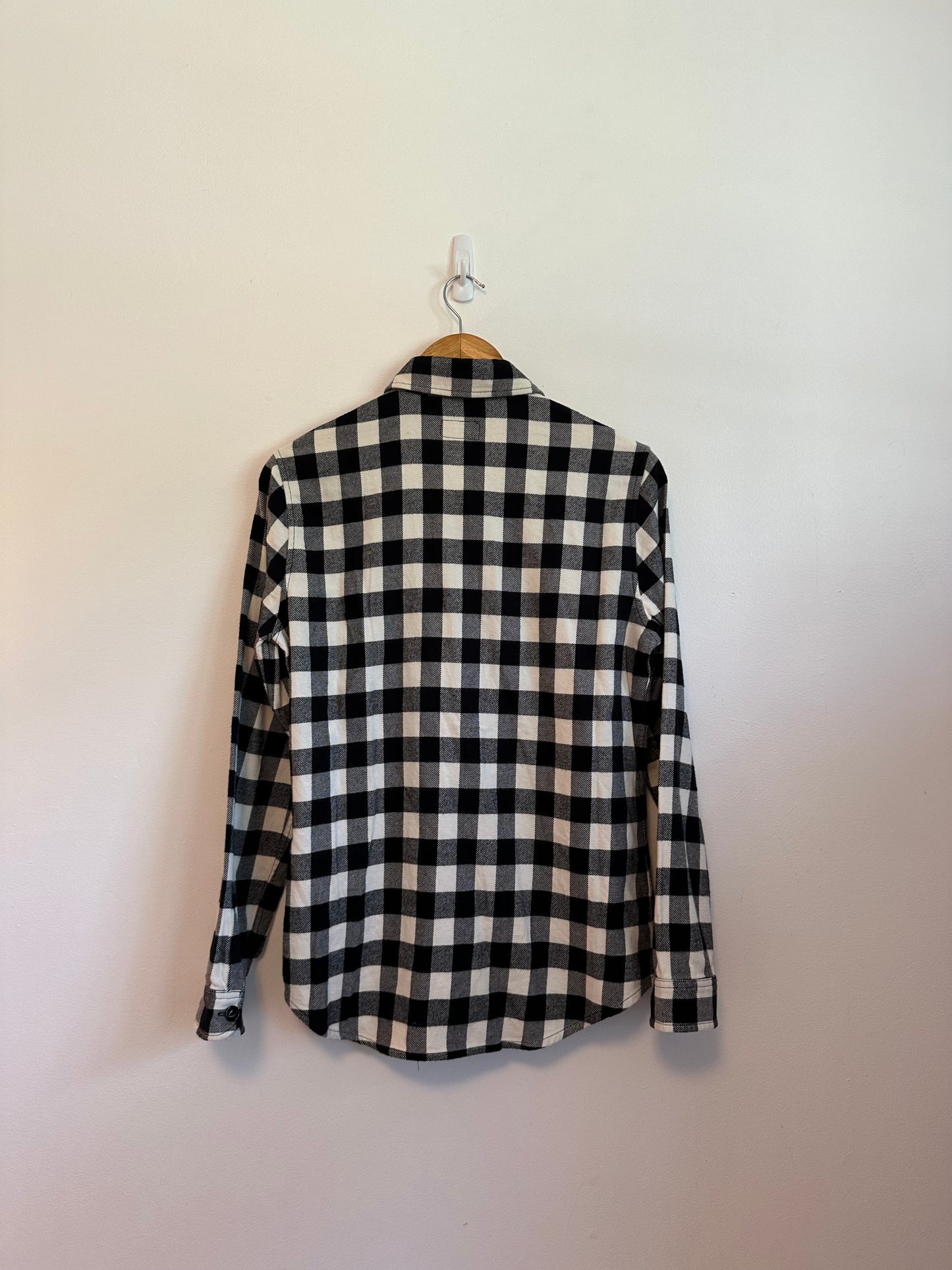 Woolrich Black and White Buffalo Check Flannel Plaid Shirt | Size Small