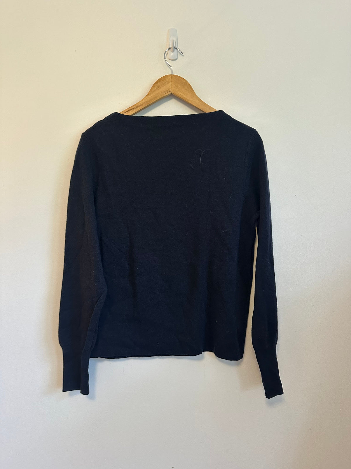 J. Crew Navy Blue Merino Wool and Cotton Blend Boatneck Sweater | Size Medium