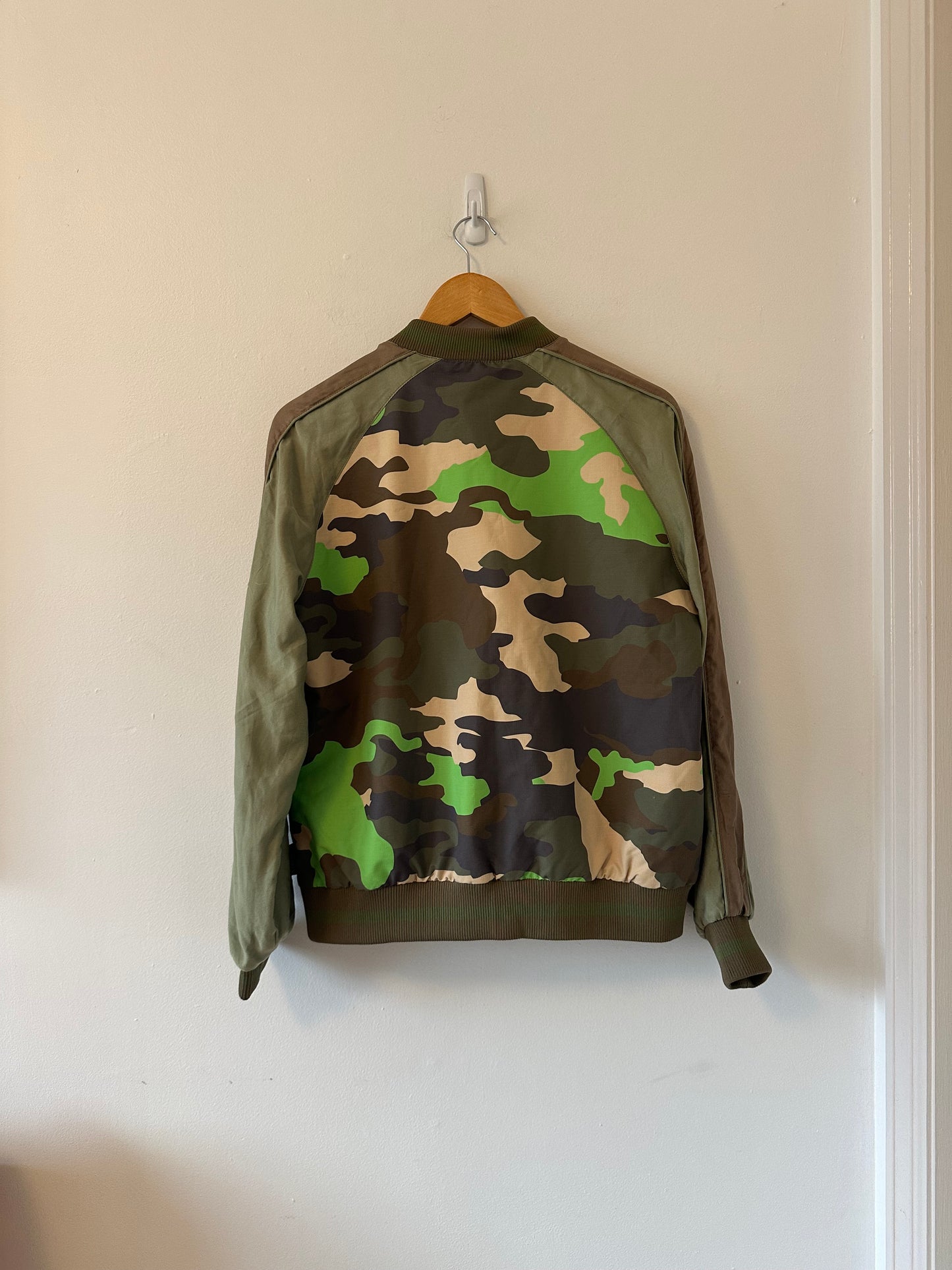 L.A.M.B. Burton Rare Vivienne Dryride Satin Camo Bomber Jacket | Size Small