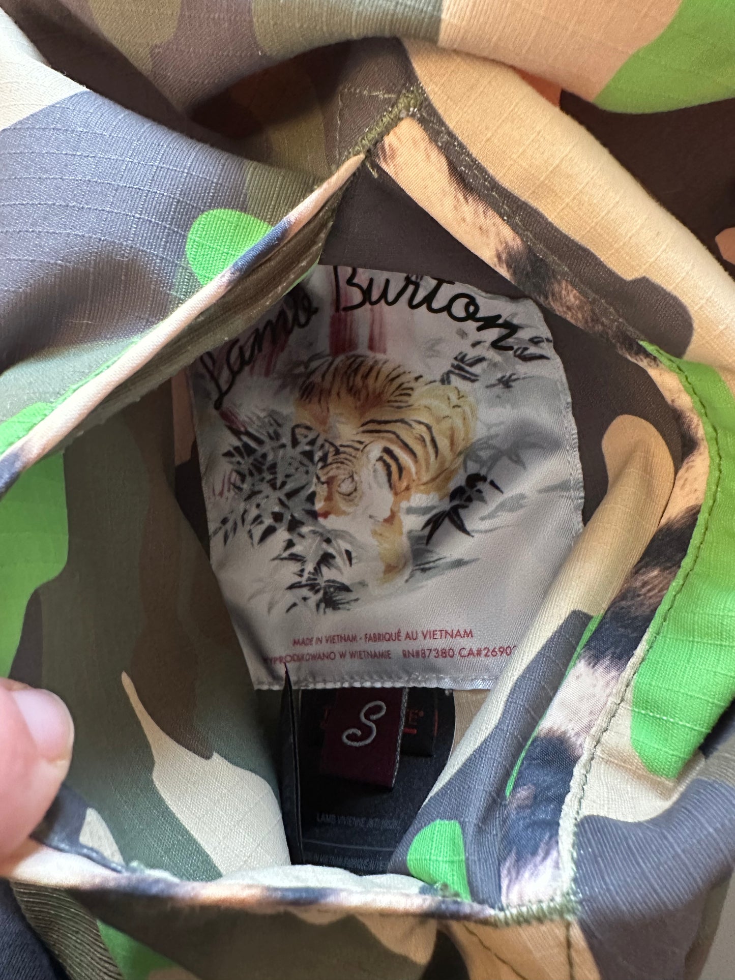 L.A.M.B. Burton Rare Vivienne Dryride Satin Camo Bomber Jacket | Size Small