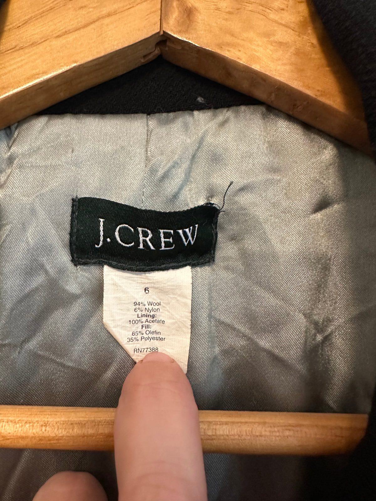 J. Crew Black Wool Blend Funnel Neck 3-Button Insulated Overcoat | Size 6