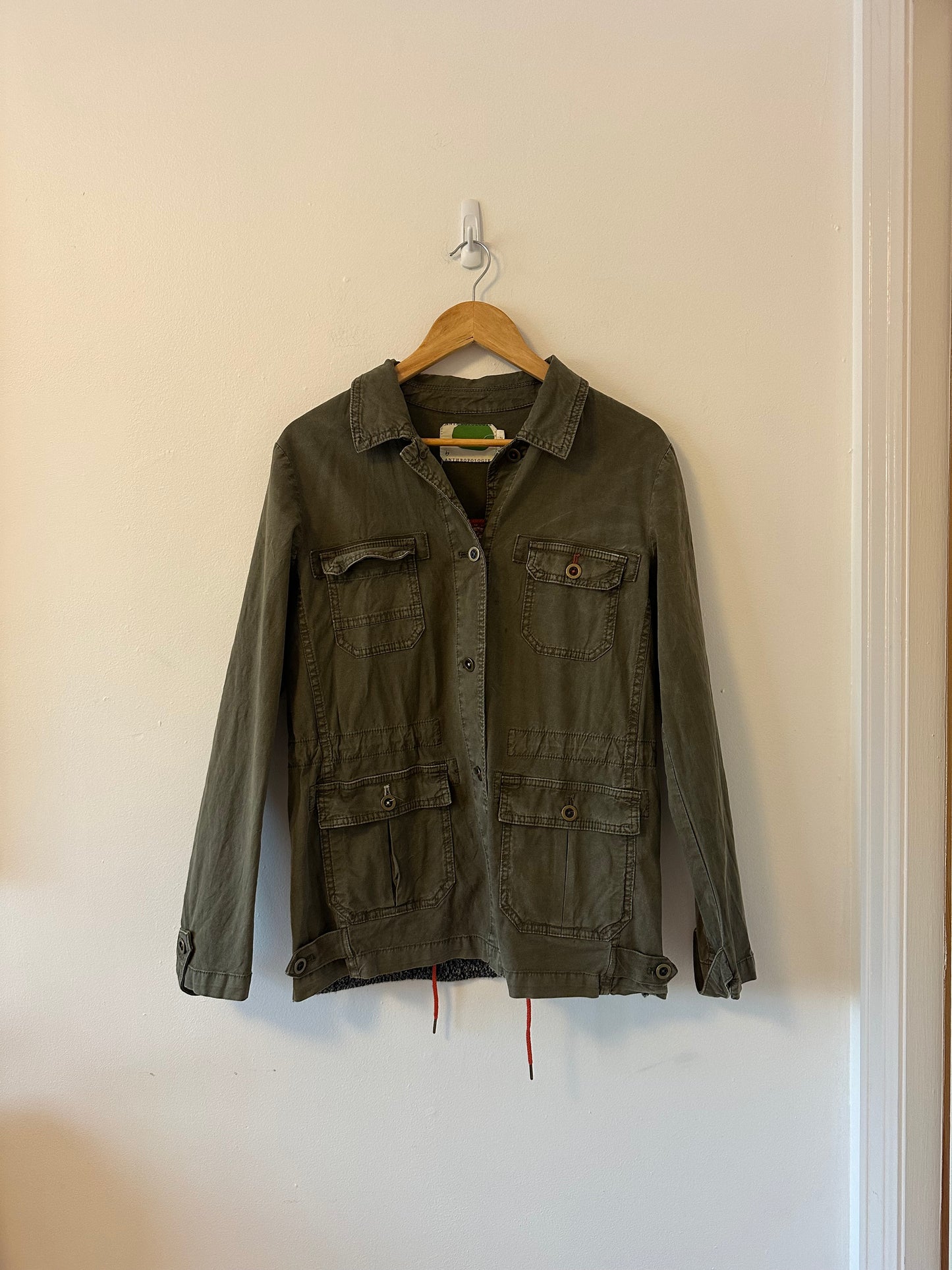 Anthropologie Green Cotton Knit Jacquard Mixed Media Jacket | Size XS