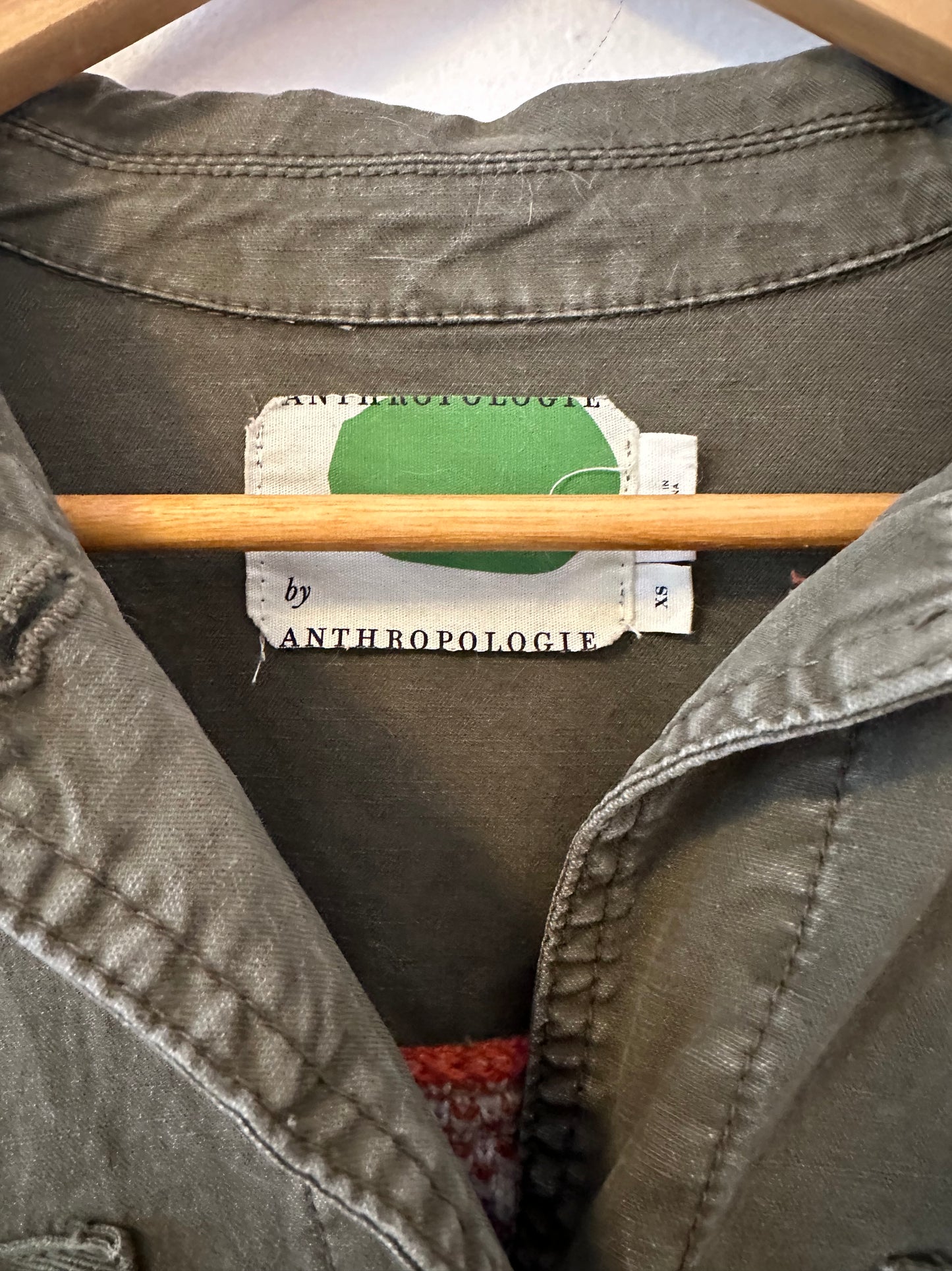 Anthropologie Green Cotton Knit Jacquard Mixed Media Jacket | Size XS