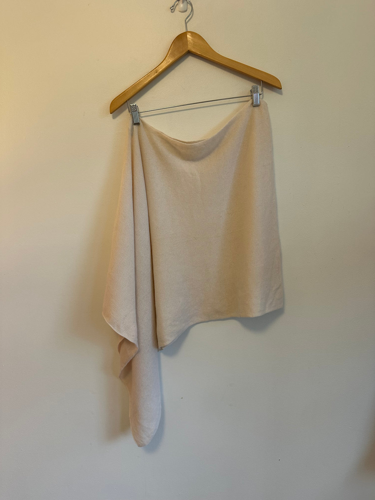 Minnie Rose Cream 100% Cashmere Asymmetric Poncho Wrap | One Size O/S