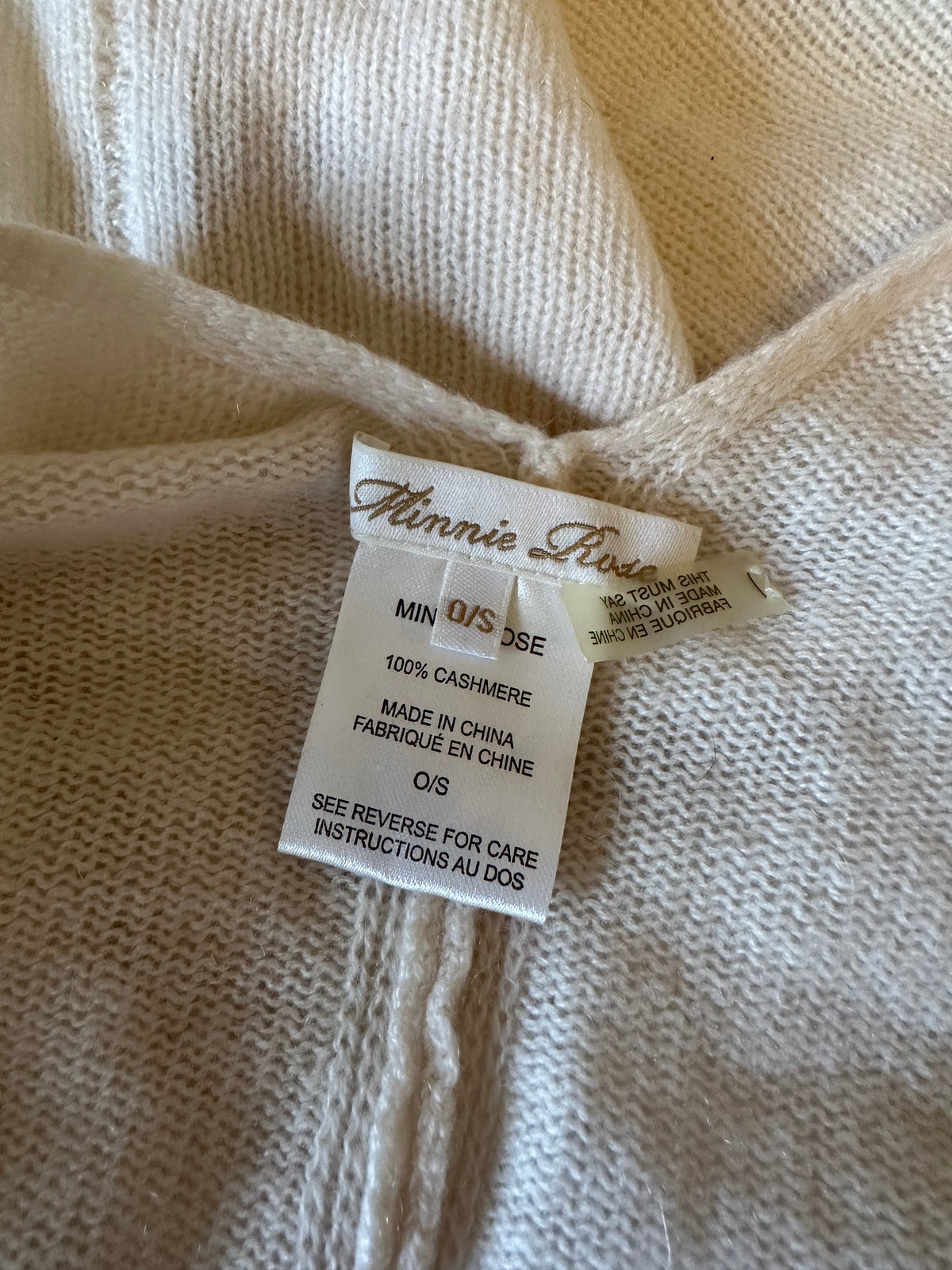Minnie Rose Cream 100% Cashmere Asymmetric Poncho Wrap | One Size O/S
