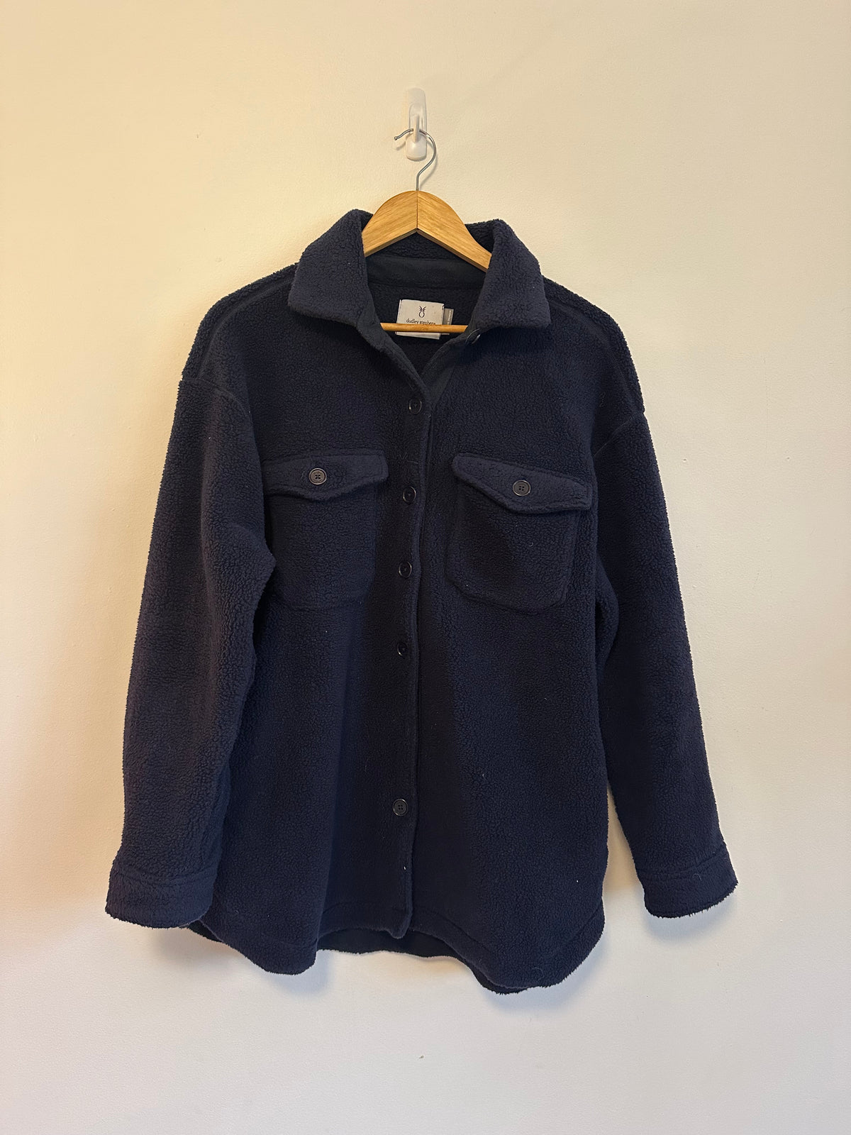 Dudley Stephens Navy Blue Vello Fleece Button Down Shirt Jacket | Size Medium