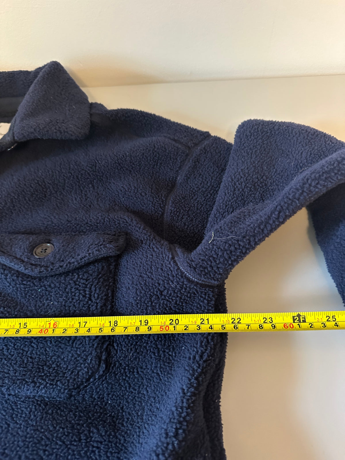 Dudley Stephens Navy Blue Vello Fleece Button Down Shirt Jacket | Size Medium