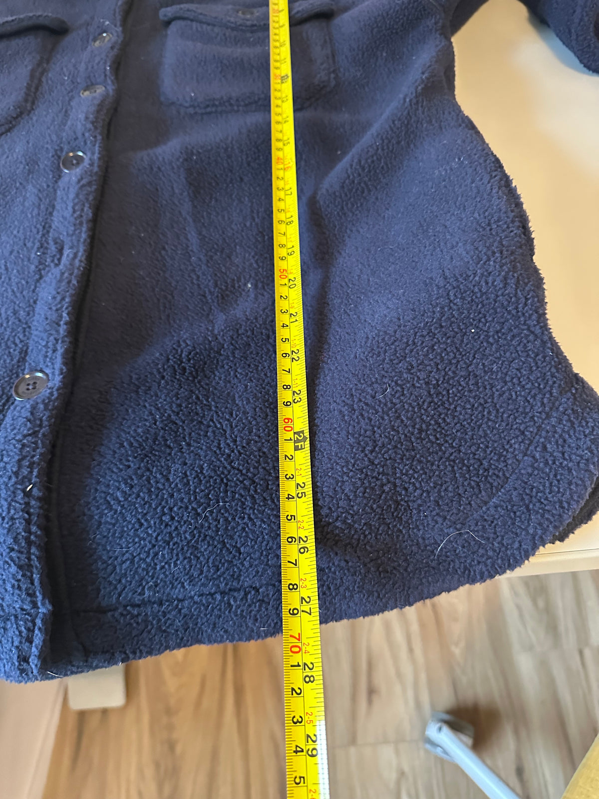 Dudley Stephens Navy Blue Vello Fleece Button Down Shirt Jacket | Size Medium