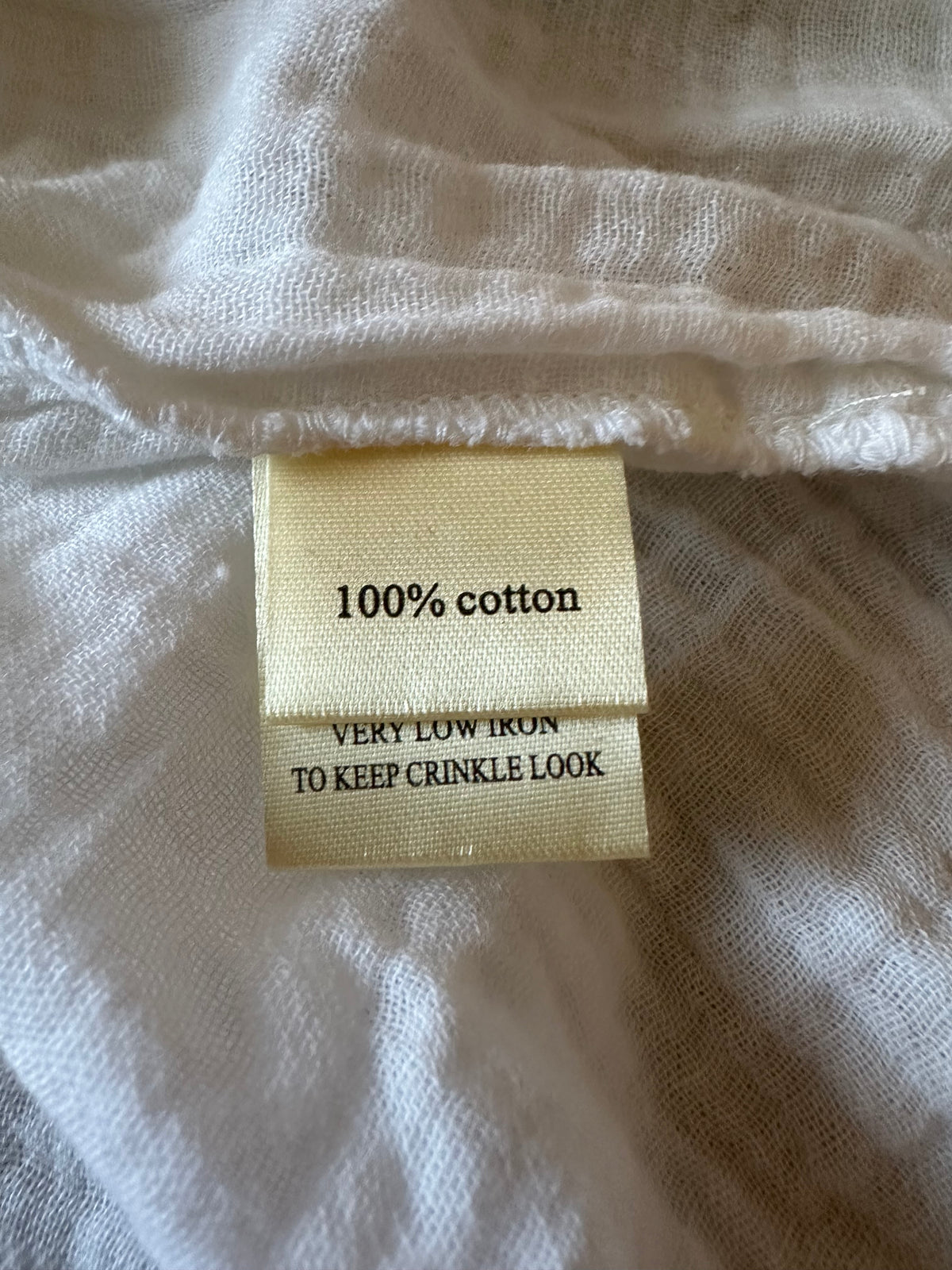 Dylan White Cotton Gauze Crinkle Mock Neck Drawstring Top | Size Small