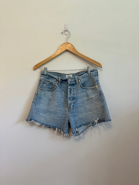 Citizens of Humanity Premium Vintage Denim Shorts in Light Wash Organic Cotton | Size 26