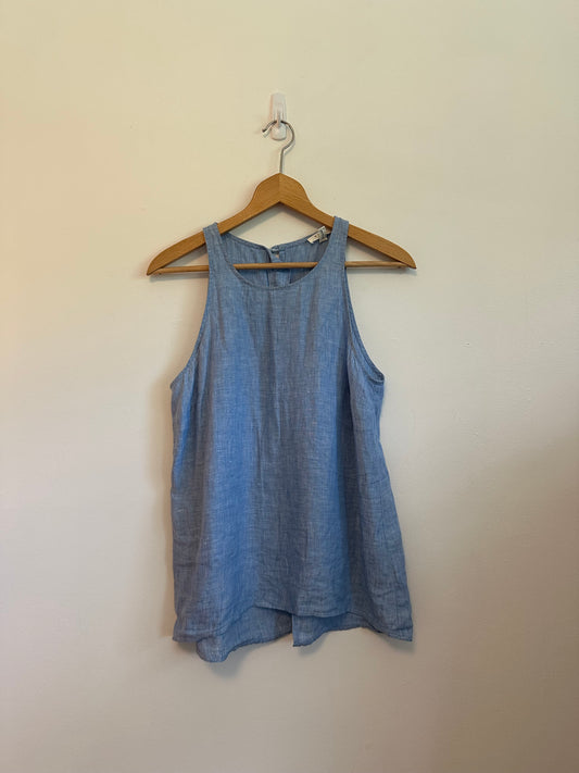 Joie Soft Blue 100% Linen Button Back Sleeveless Tank Top | Size XS