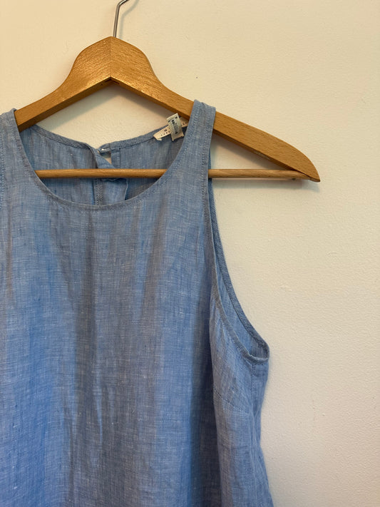 Joie Soft Blue 100% Linen Button Back Sleeveless Tank Top | Size XS