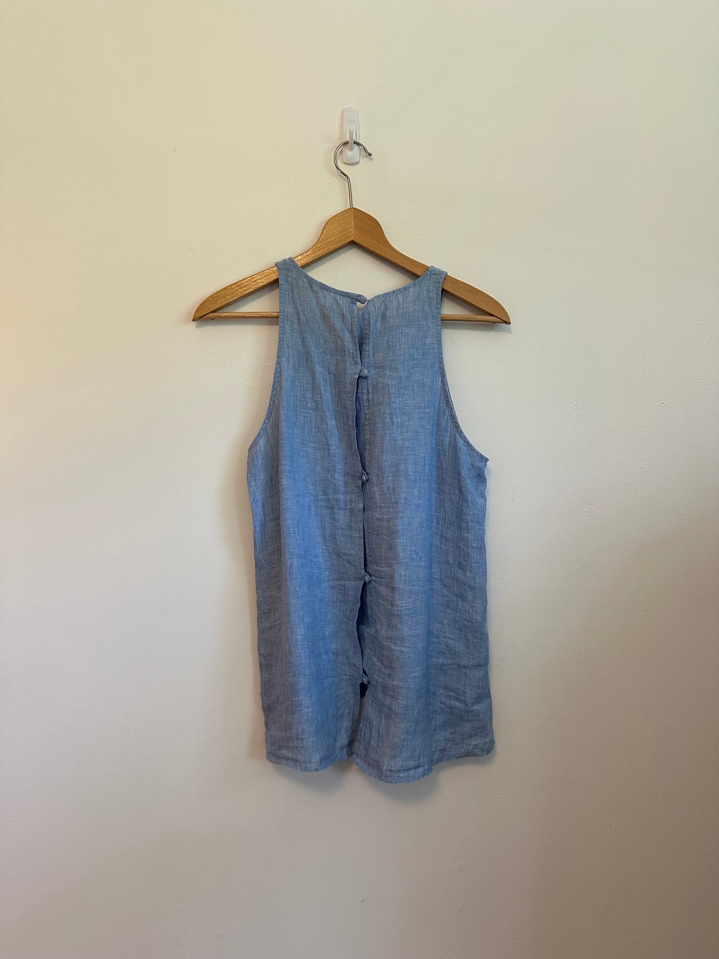 Joie Soft Blue 100% Linen Button Back Sleeveless Tank Top | Size XS