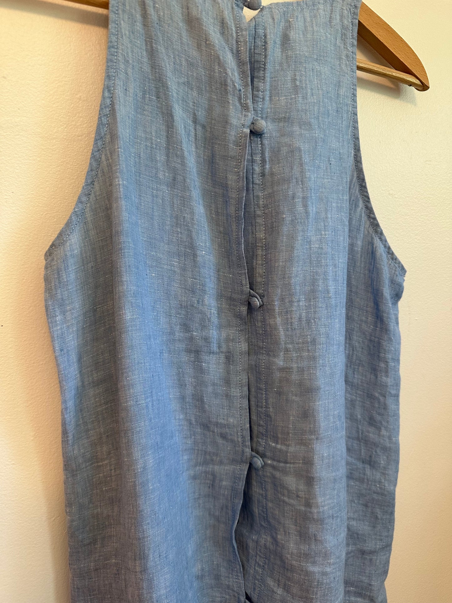 Joie Soft Blue 100% Linen Button Back Sleeveless Tank Top | Size XS
