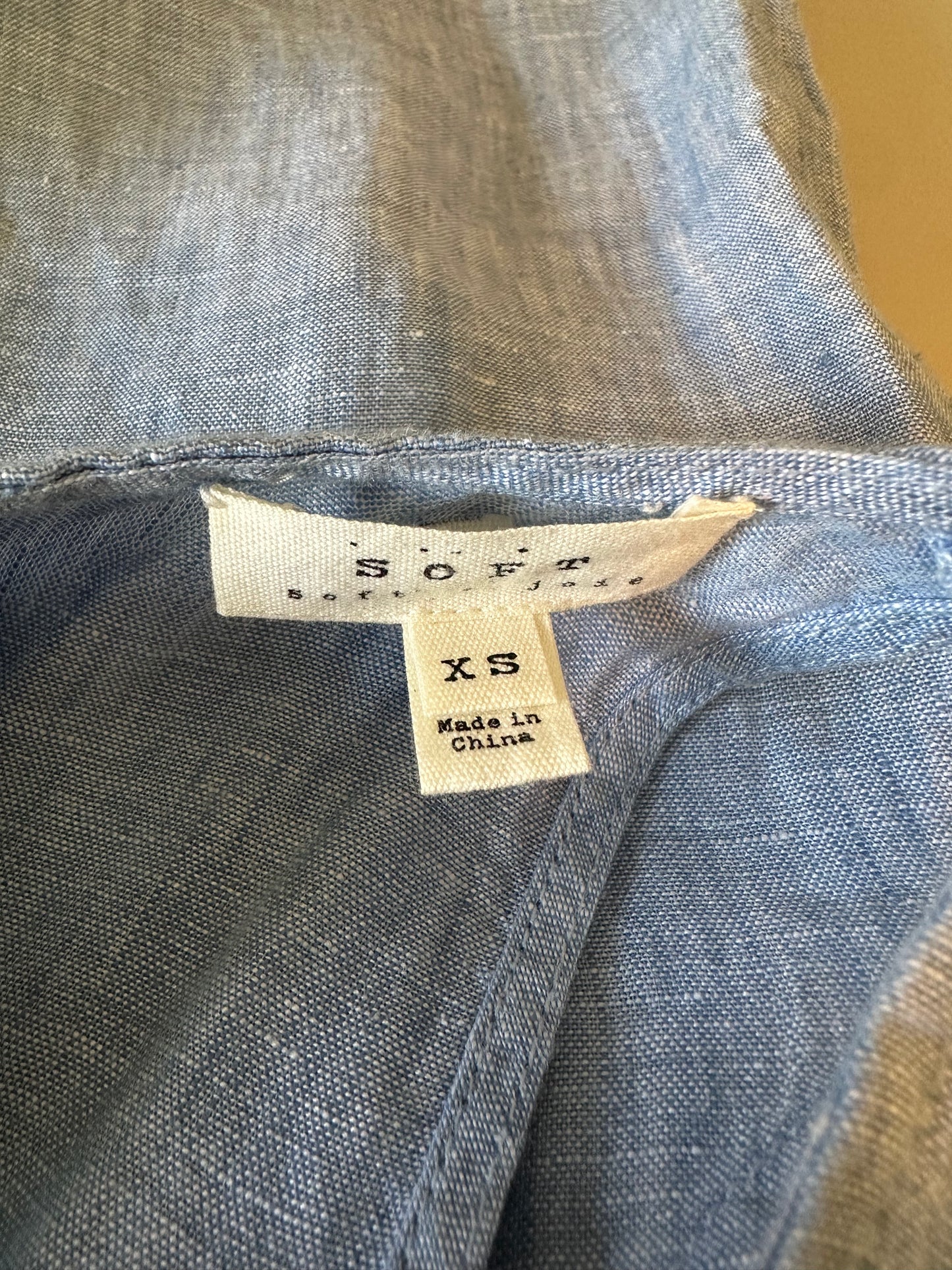 Joie Soft Blue 100% Linen Button Back Sleeveless Tank Top | Size XS