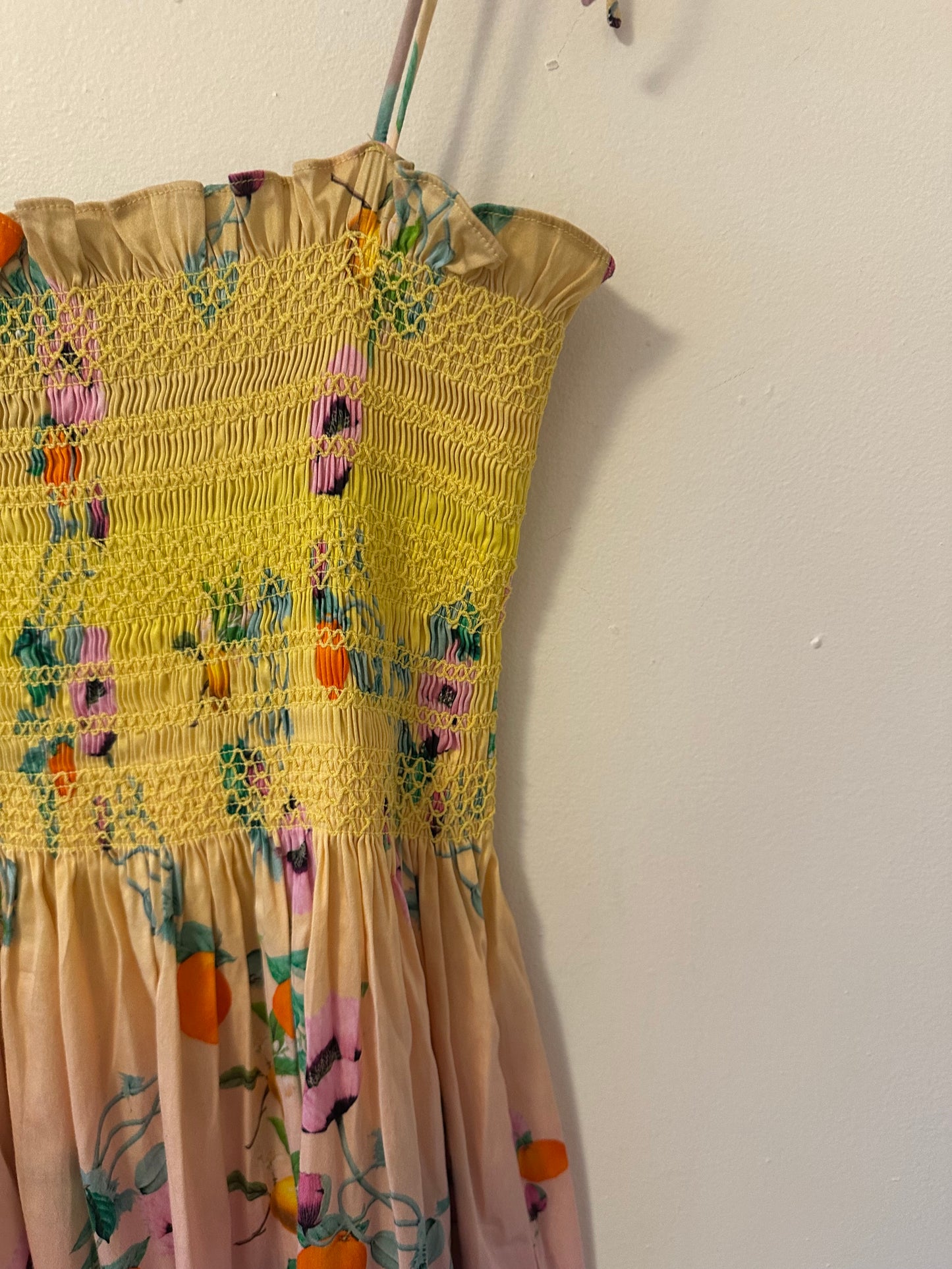 Cynthia Rowley Ombre Smocked Midi Dress in Yellow Multi | Size Medium