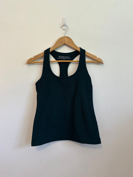 Beyond Yoga Step Up Spacedye Racerback Tank Top in Dark Spruce Green Heather | Small