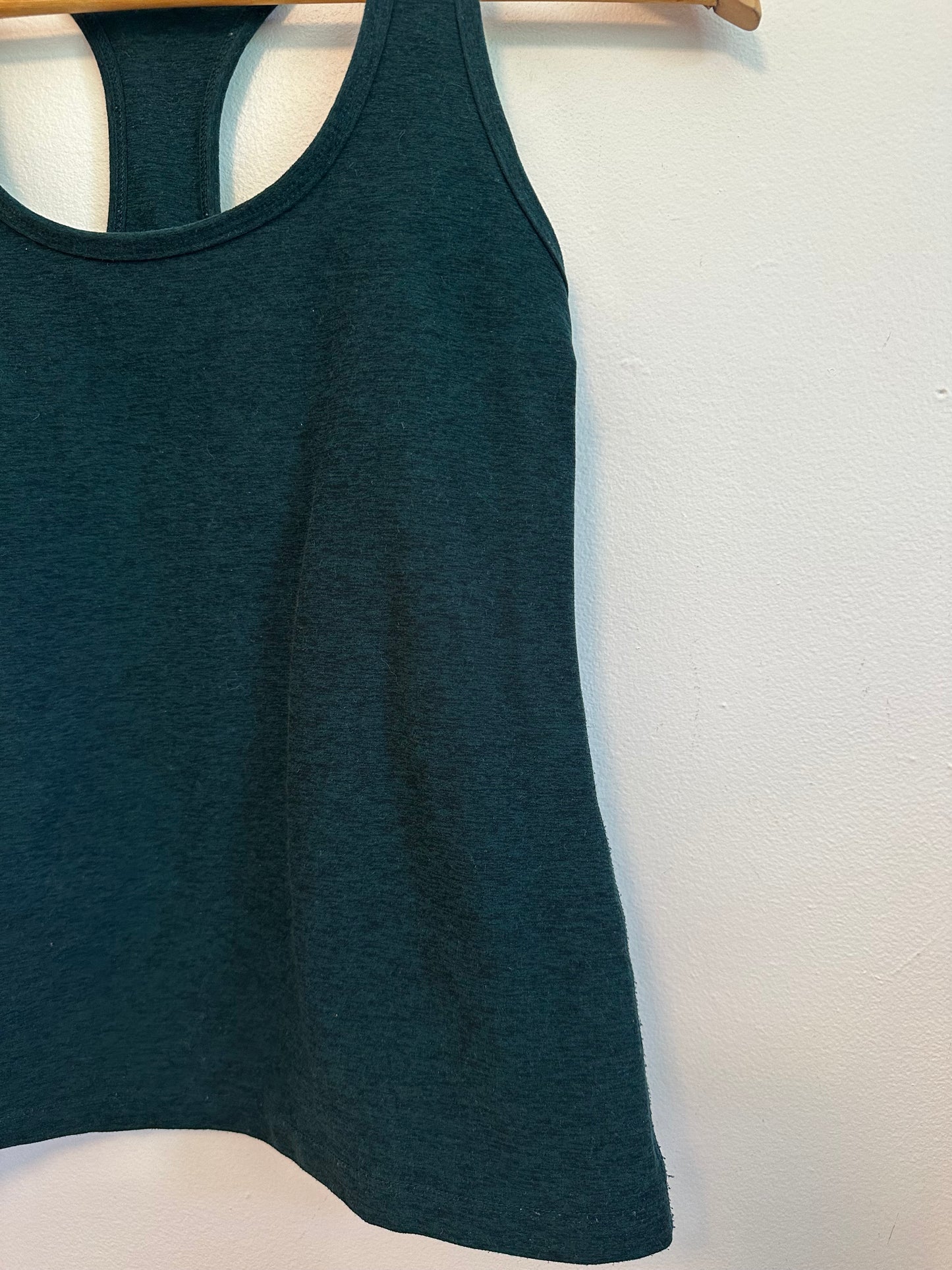 Beyond Yoga Step Up Spacedye Racerback Tank Top in Dark Spruce Green Heather | Small
