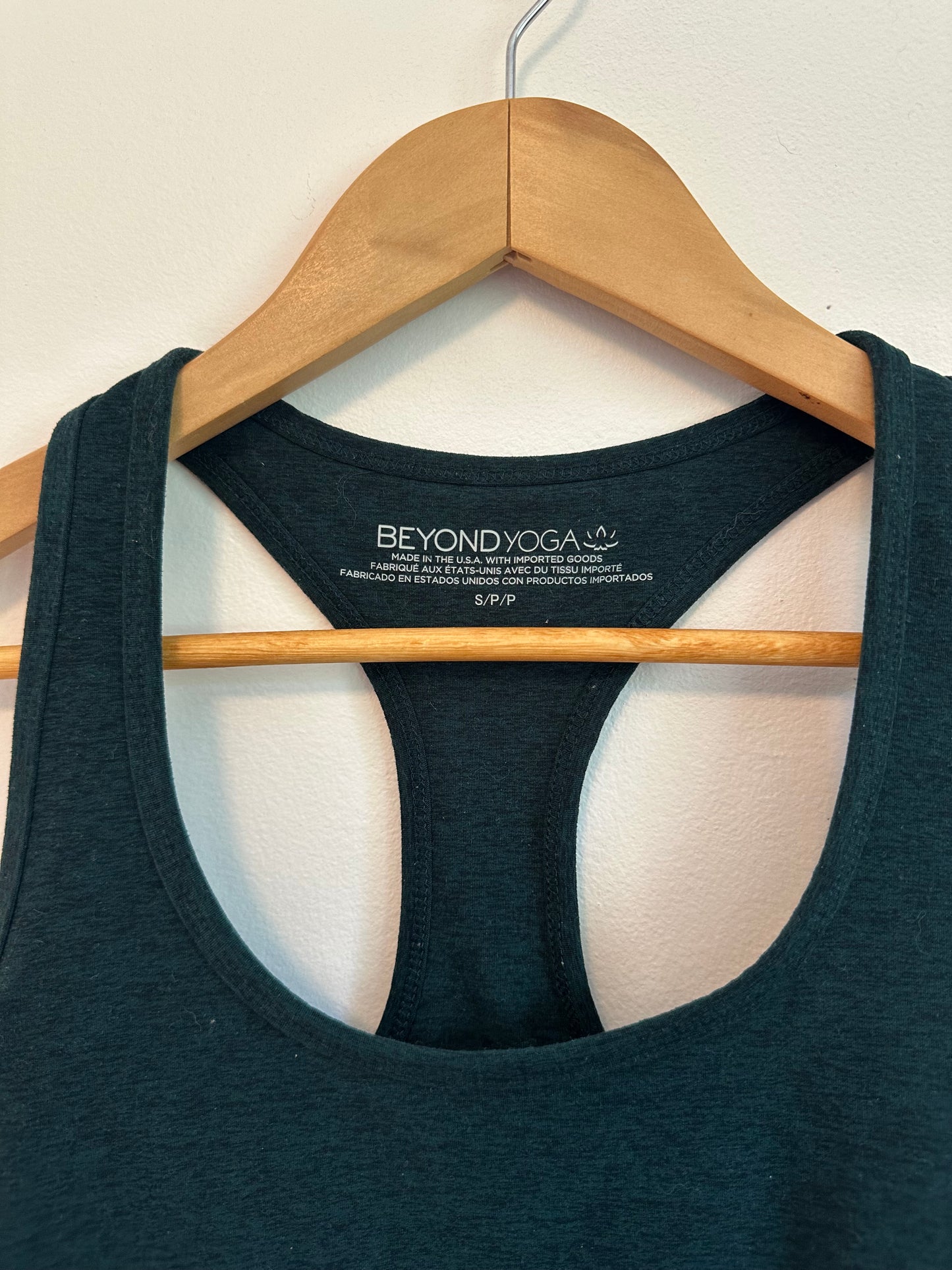 Beyond Yoga Step Up Spacedye Racerback Tank Top in Dark Spruce Green Heather | Small