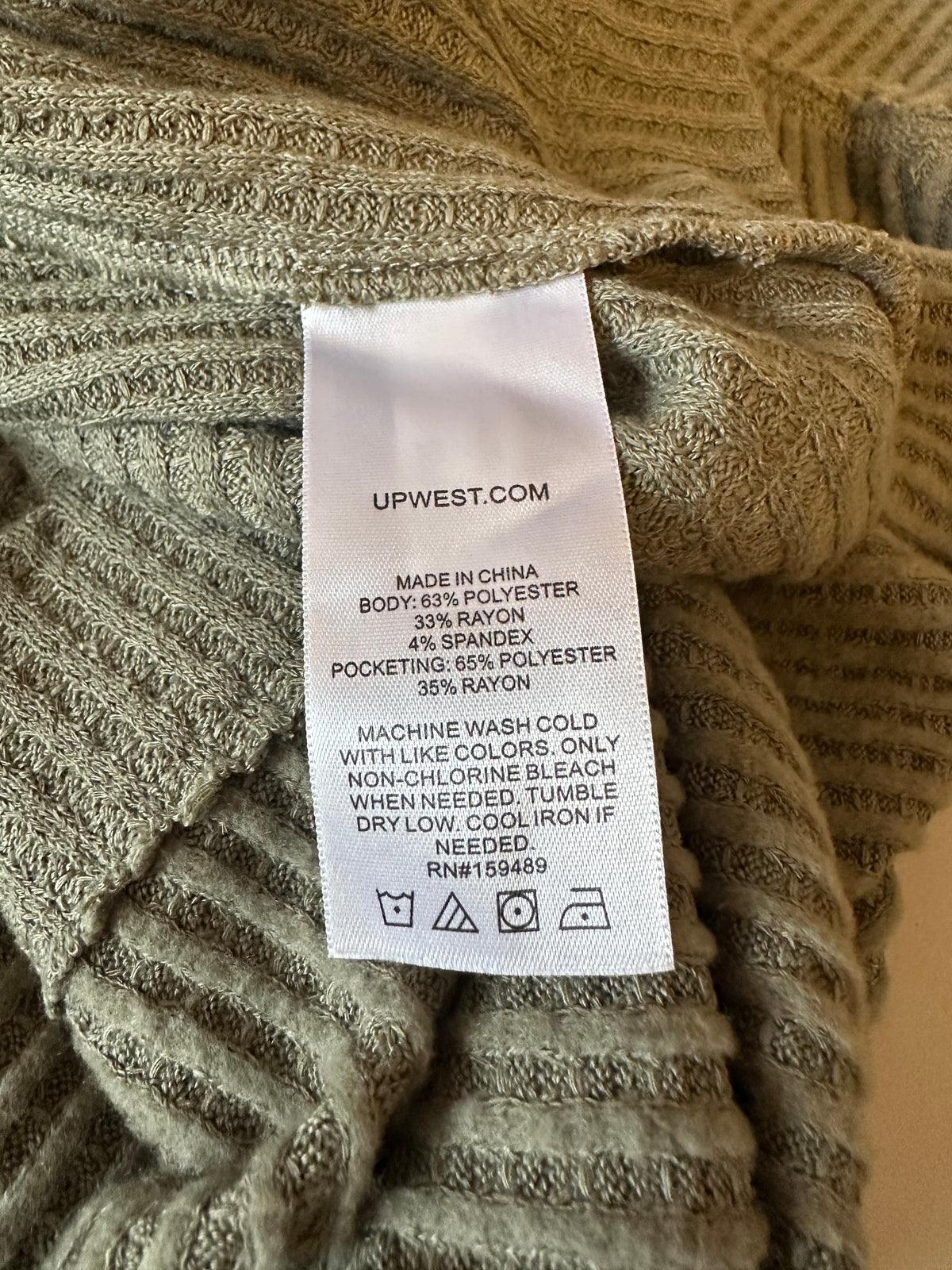 NWT UpWest Olive Green Waffle Knit Babydoll Mini Dress with Pockets | Size Small
