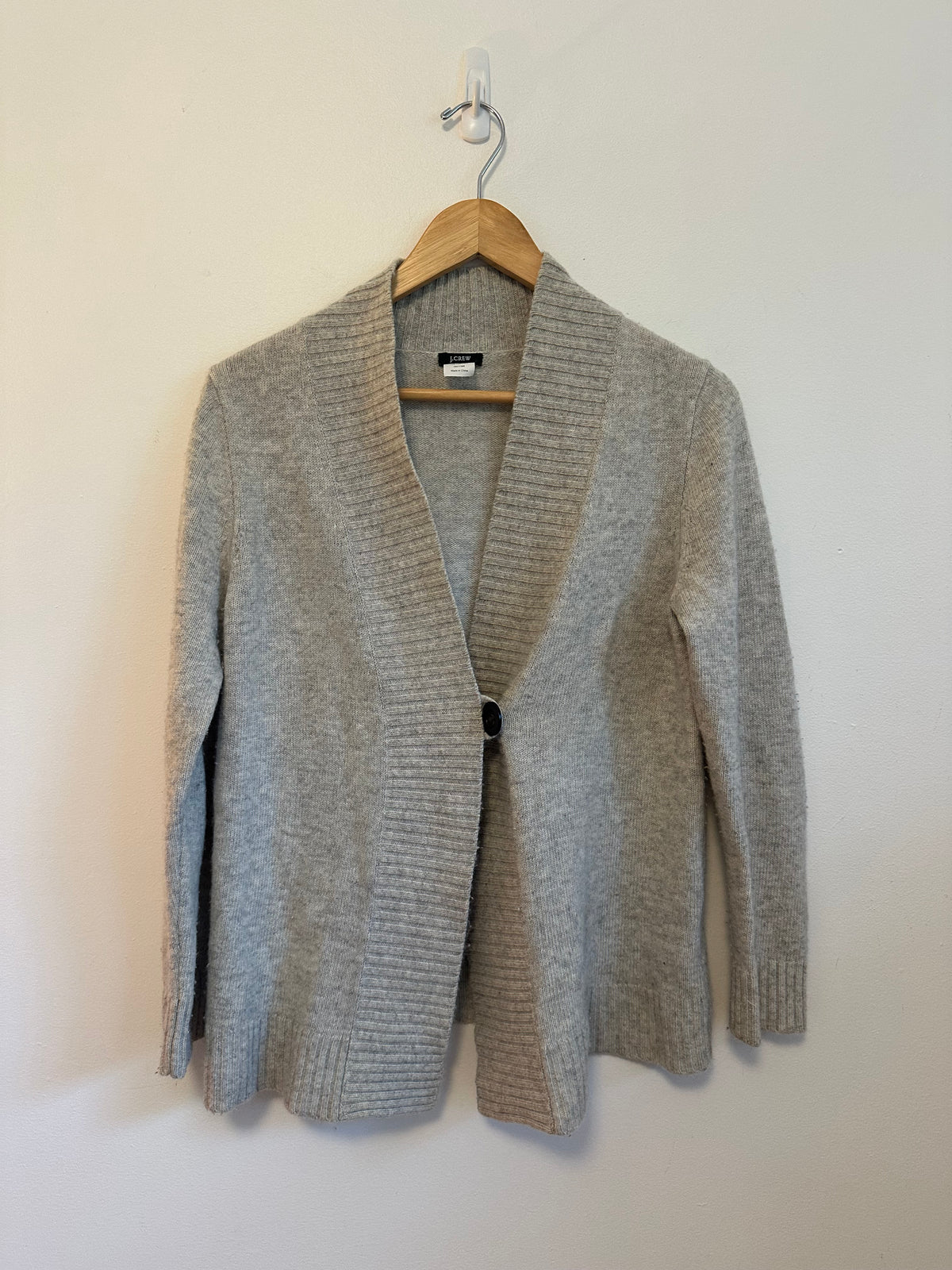 J. Crew Gray Wool and Cashmere Shawl Collar Cardigan Sweater | Size Medium