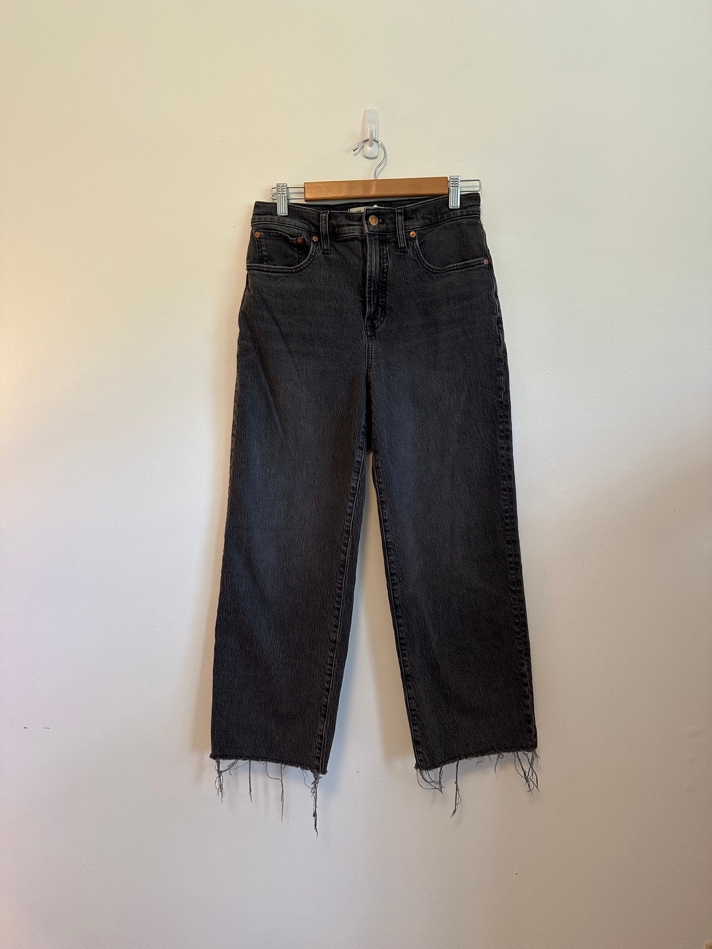 Madewell The Perfect Vintage Wide-Leg Crop Jean in Lunar Wash Black | Size 27