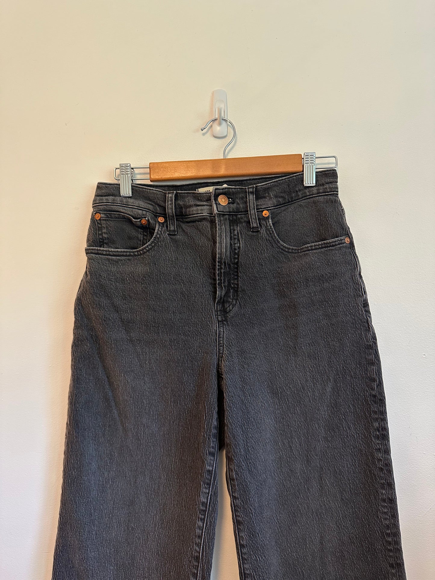 Madewell The Perfect Vintage Wide-Leg Crop Jean in Lunar Wash Black | Size 27