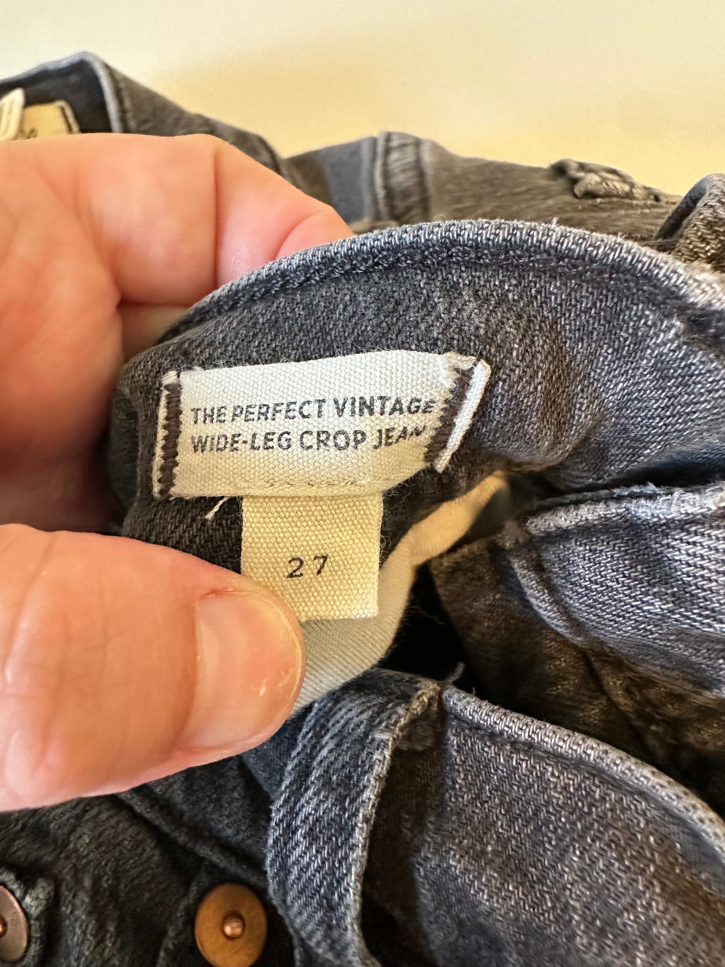 Madewell The Perfect Vintage Wide-Leg Crop Jean in Lunar Wash Black | Size 27