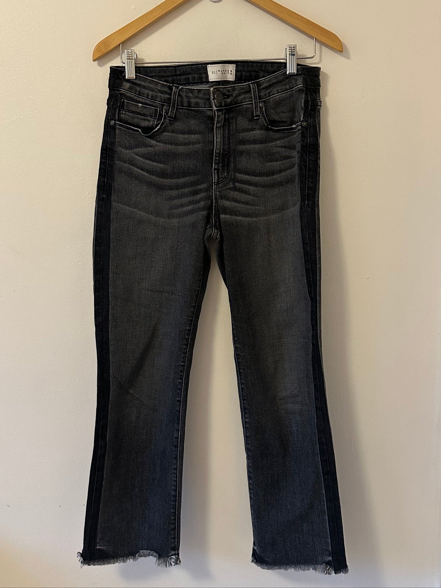 Parker Smith Washed Out Black Side Stripe Cropped Jeans | Size 28