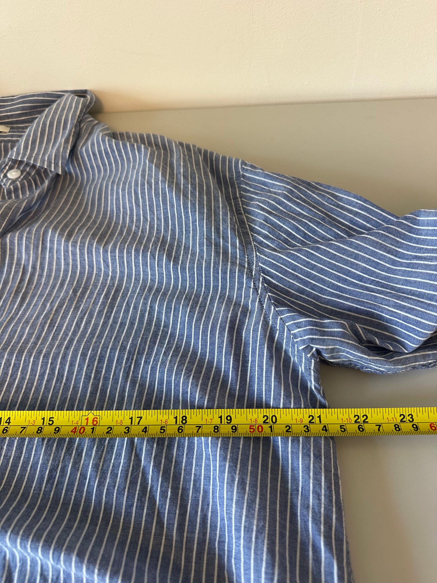 Z Supply Melody Striped Button Down Shirt in Blue and White Cotton | Size Small