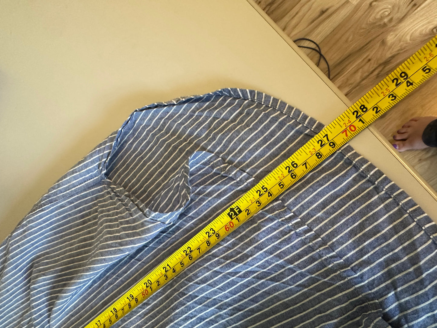 Z Supply Melody Striped Button Down Shirt in Blue and White Cotton | Size Small