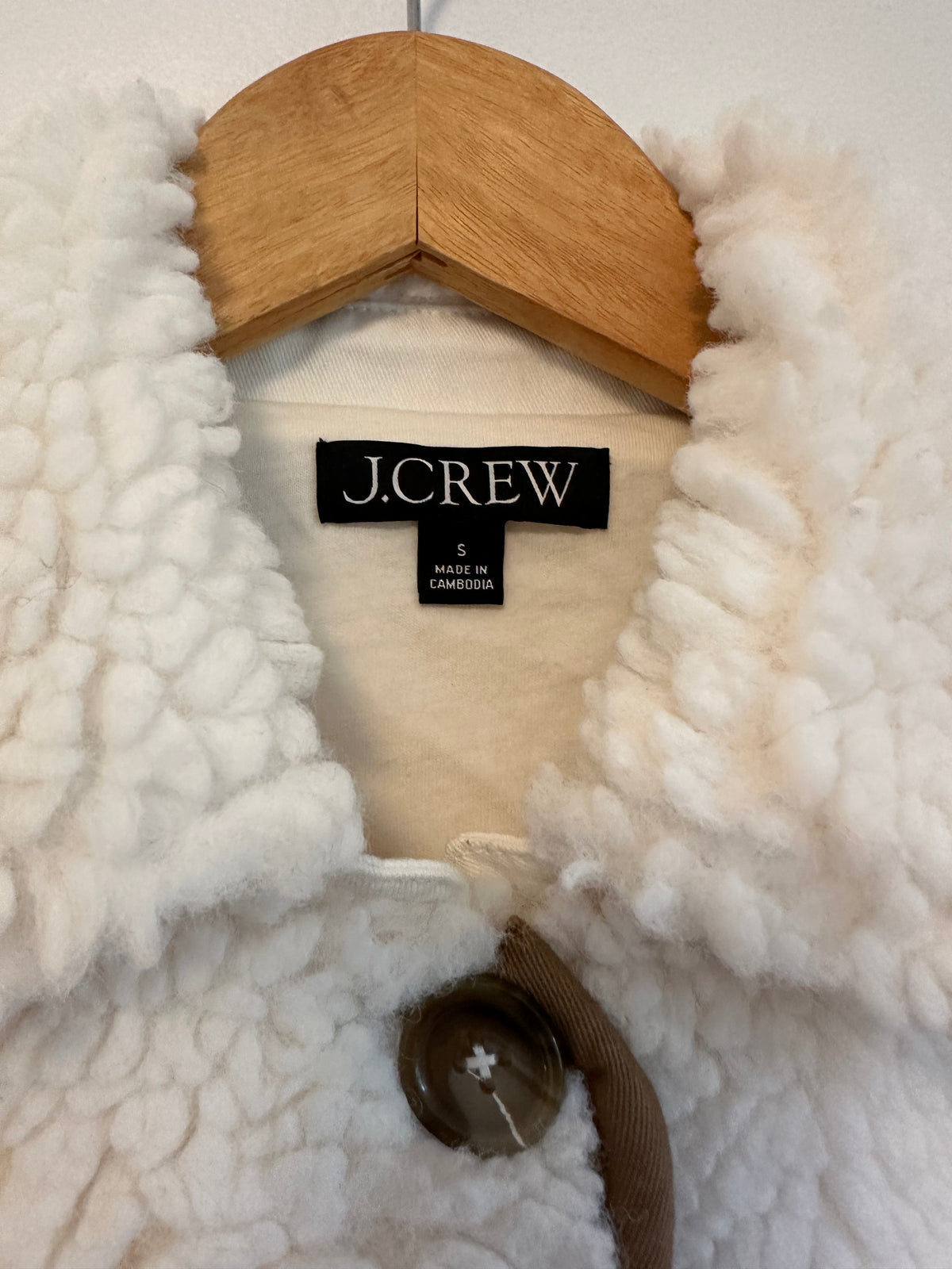 J. Crew Sherpa Lady Fleece Jacket in Ivory | Size Small