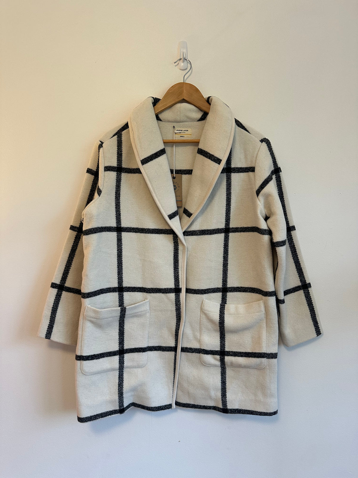 NWT Marine Layer Liverpool Oversized Plaid Shawl Collar Coat | Size Small